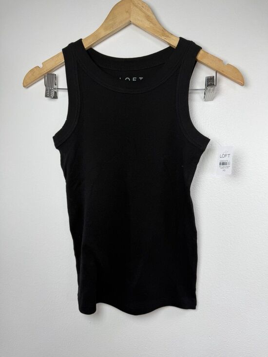 LOFT Tops - LOFT Women’s XS Black Ribbed Tank Top Sleeveless Crew Neck Basic Stretch NWT